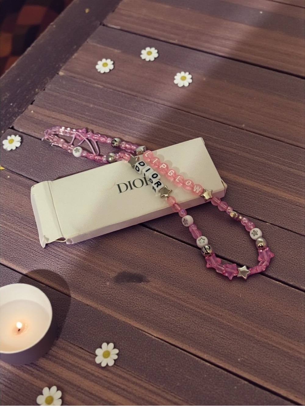 NIB Dior Beauty VIP Novelty Pink Beaded Lip Glow Phone Charm Strap